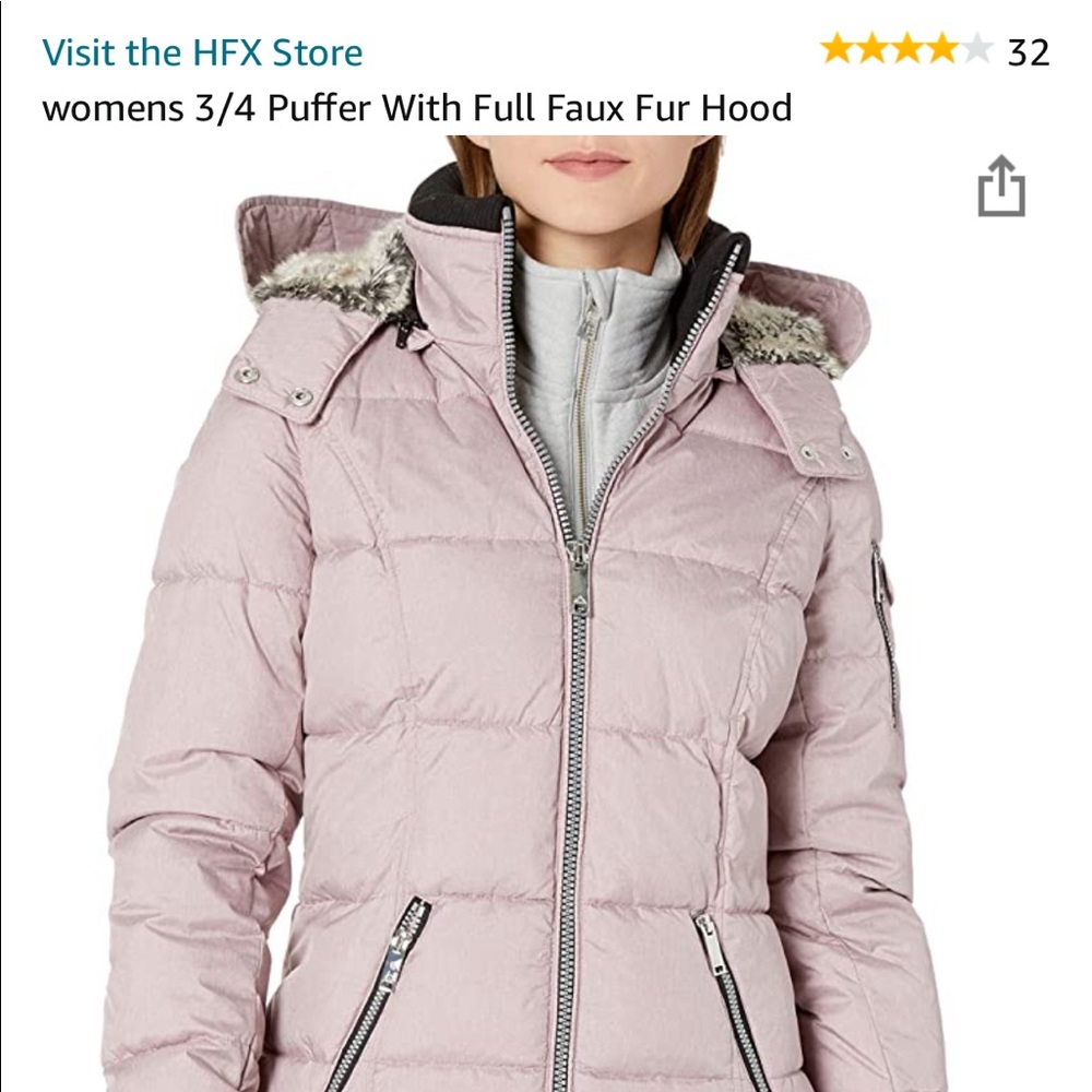 NWT Women’s HFX Faux Fur Lilac Puffer Coat - - Picture 3 of 16